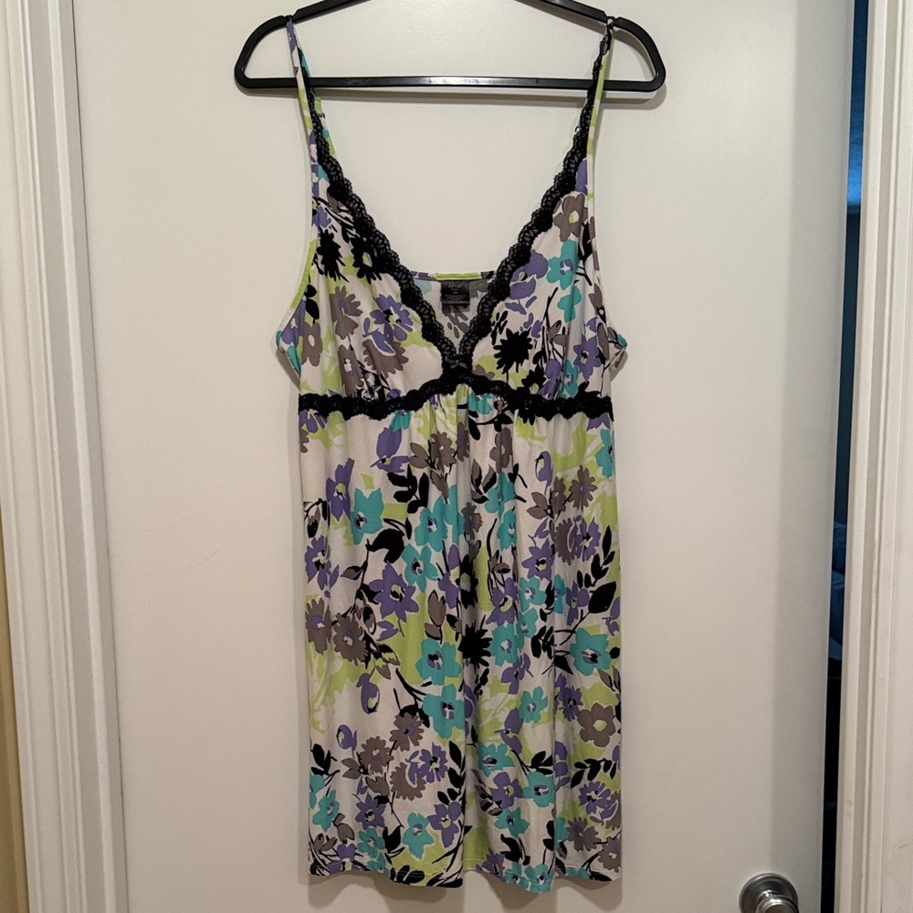 Floral Lace Trim Slip Dress